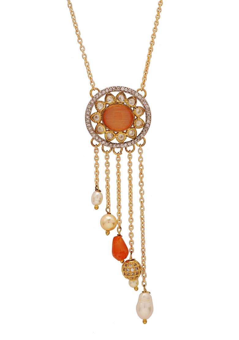 22Kt Gold Plated Sun Rise Asymmetry Necklace - Indya