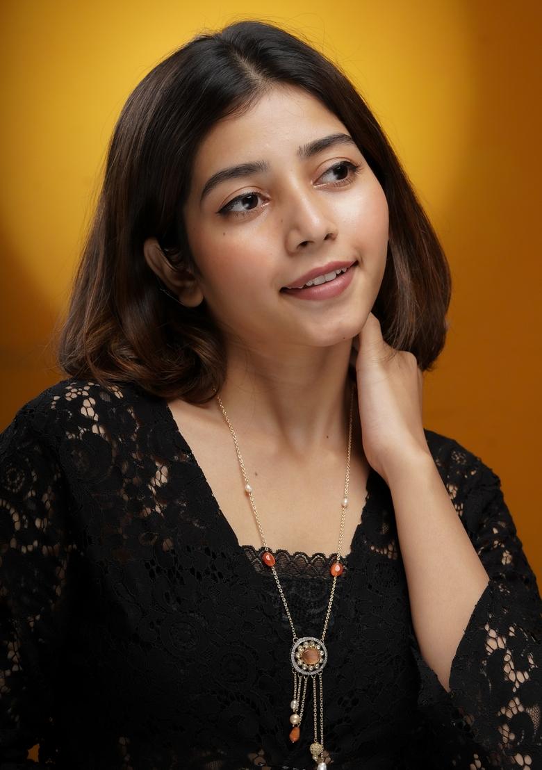 22Kt Gold Plated Sun Rise Asymmetry Necklace - Indya