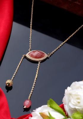 22Kt Gold Plated Rose Quartz Asymmetric Necklace