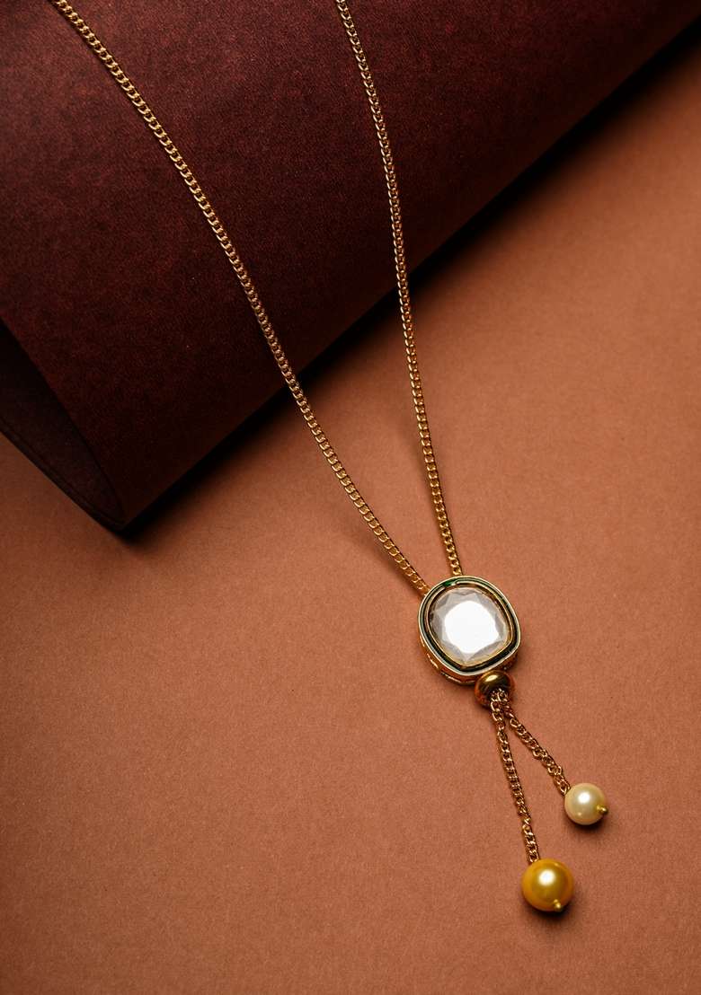 22Kt Gold Plated Classic Polki Lariat - Indya