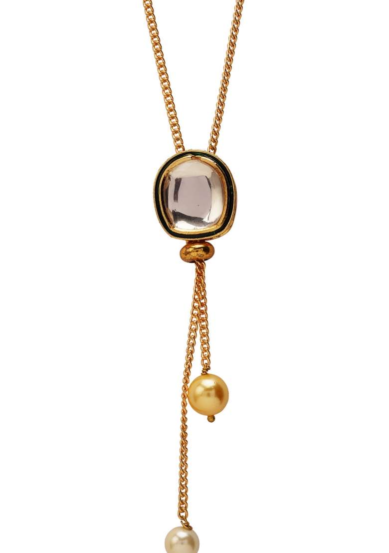 22Kt Gold Plated Classic Polki Lariat - Indya