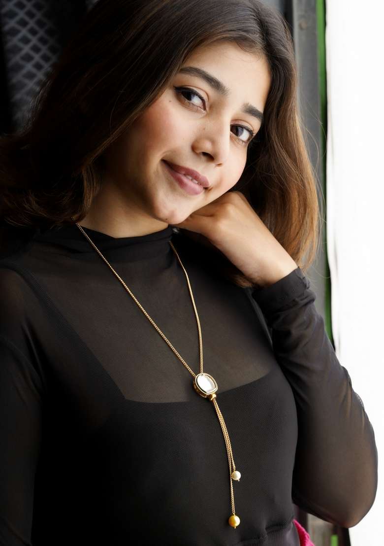 22Kt Gold Plated Classic Polki Lariat - Indya