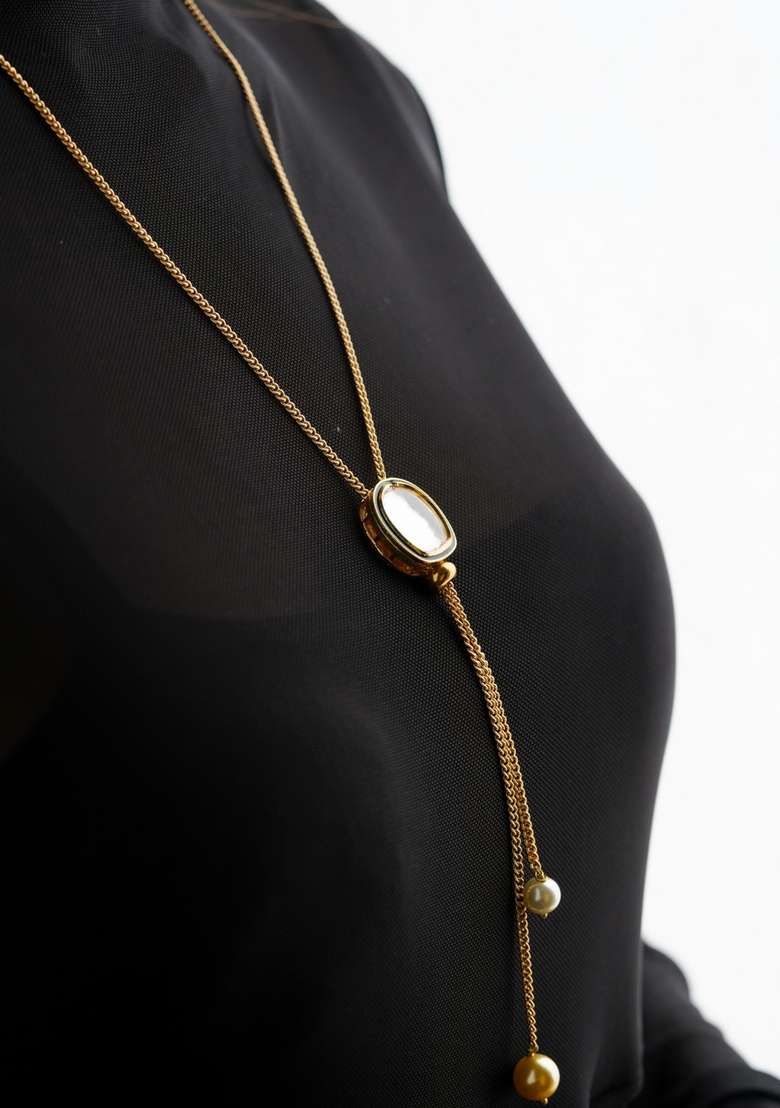 22Kt Gold Plated Classic Polki Lariat - Indya