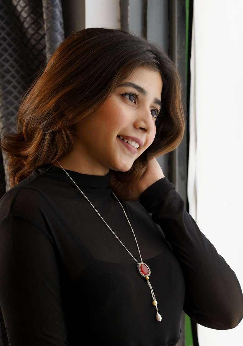 22Kt Gold Plated Dazzling Red Lariat - Indya