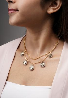 22Kt Gold Plated Radiant Polki Charm Necklace