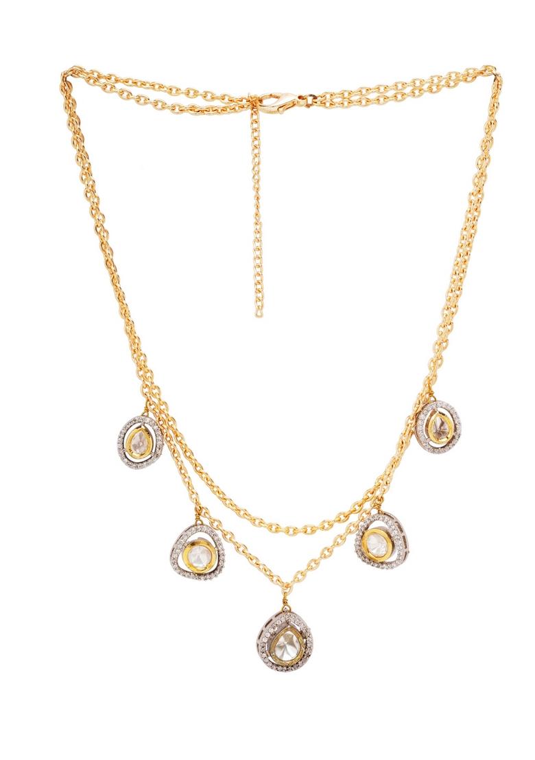 22Kt Gold Plated Radiant Polki Charm Necklace - Indya