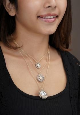 22Kt Gold Plated Gleaming Polki Stackable Necklace