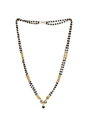 Gold Plated Gold And Black Beads Metal Mangalsutra