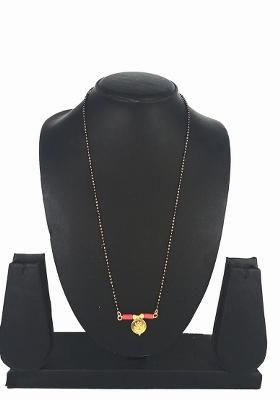 Gold Plated Gold And Black Beads Metal Mangalsutra