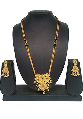 Gold Plated Gold Beads Brass Necklace Set