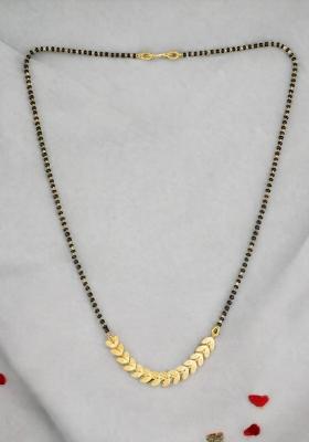 Gold Plated Gold And Black Beads Metal Mangalsutra