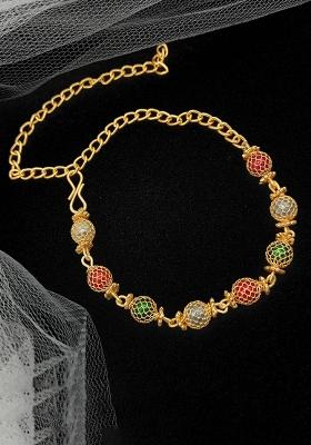Gold Plated Multicolor Beads Metal Necklace Set