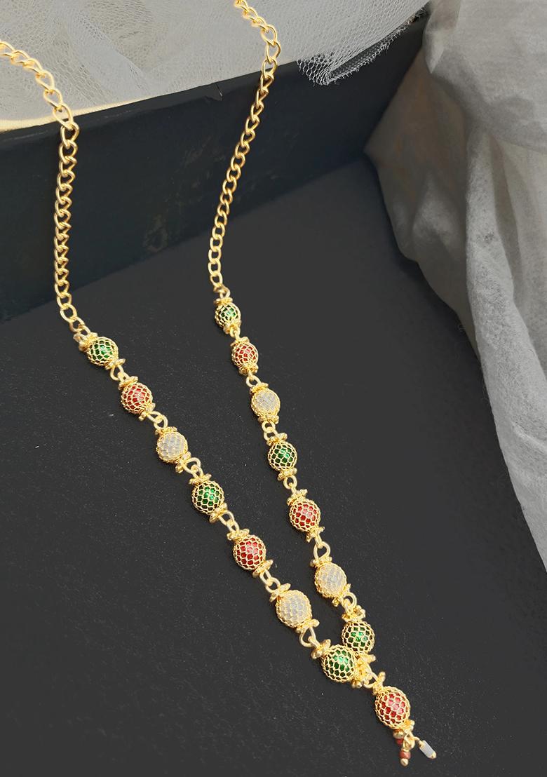 Gold Plated Multicolor Beads Metal Necklace Set