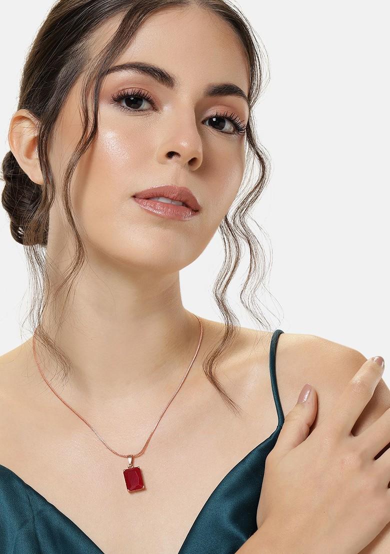 Red Cz Gold Plated Pendant