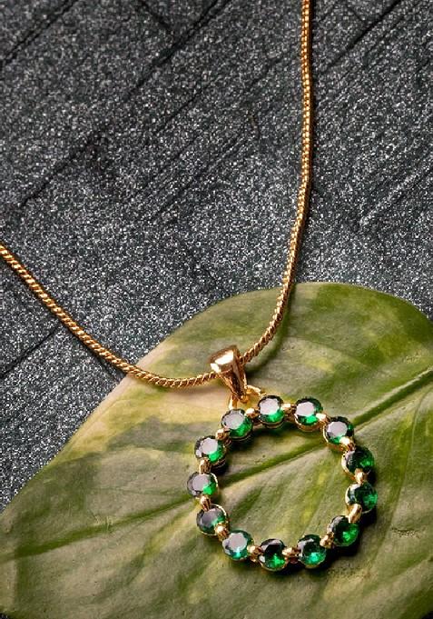 Green Solid Brass Chain And Pendant