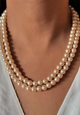 Cream Solid Gold Plated Chain And Pendant