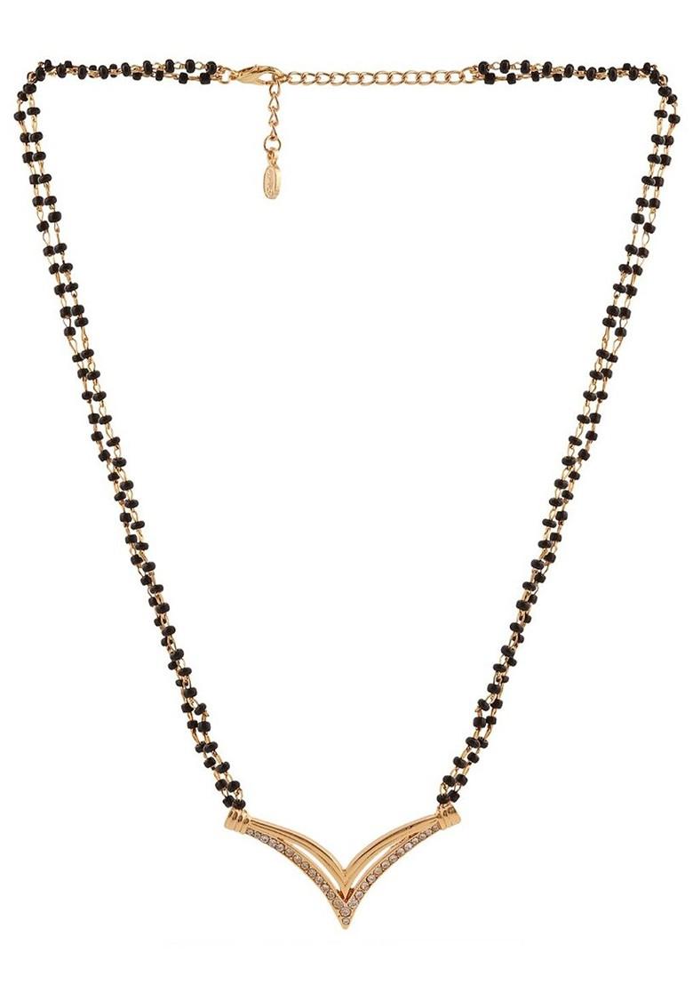 Gold Studded Gold Plated Mangalsutra With Earrings