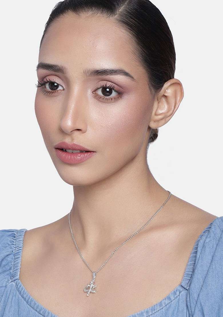 Silver Solid Jewellery Chain And Pendant - Indya
