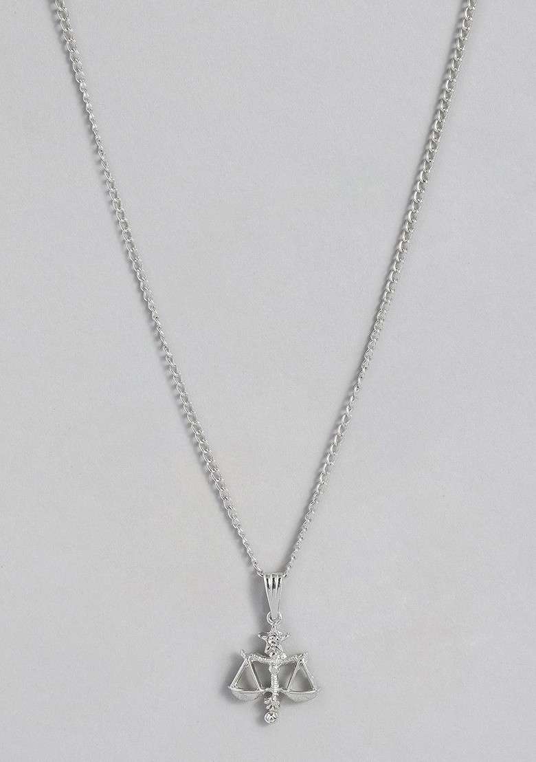 Silver Solid Jewellery Chain And Pendant - Indya
