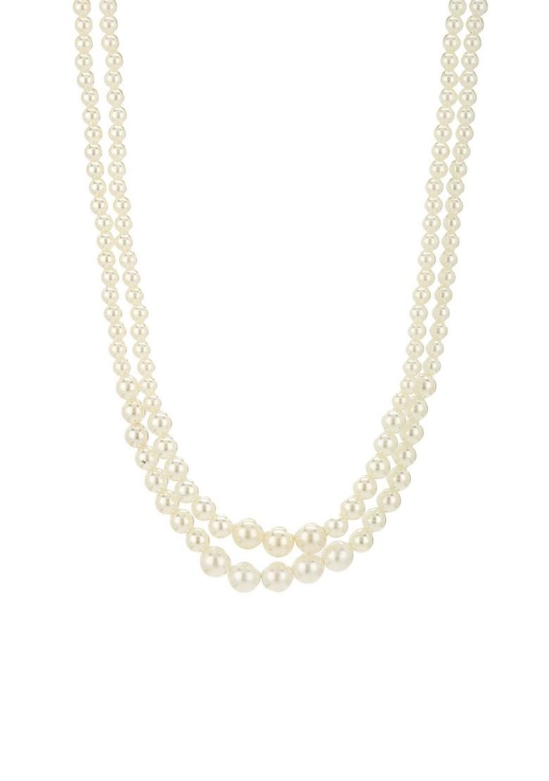 White Beaded Gold Plated Chain And Pendant