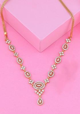 Gold Studded Gold Plated Chain And Pendant