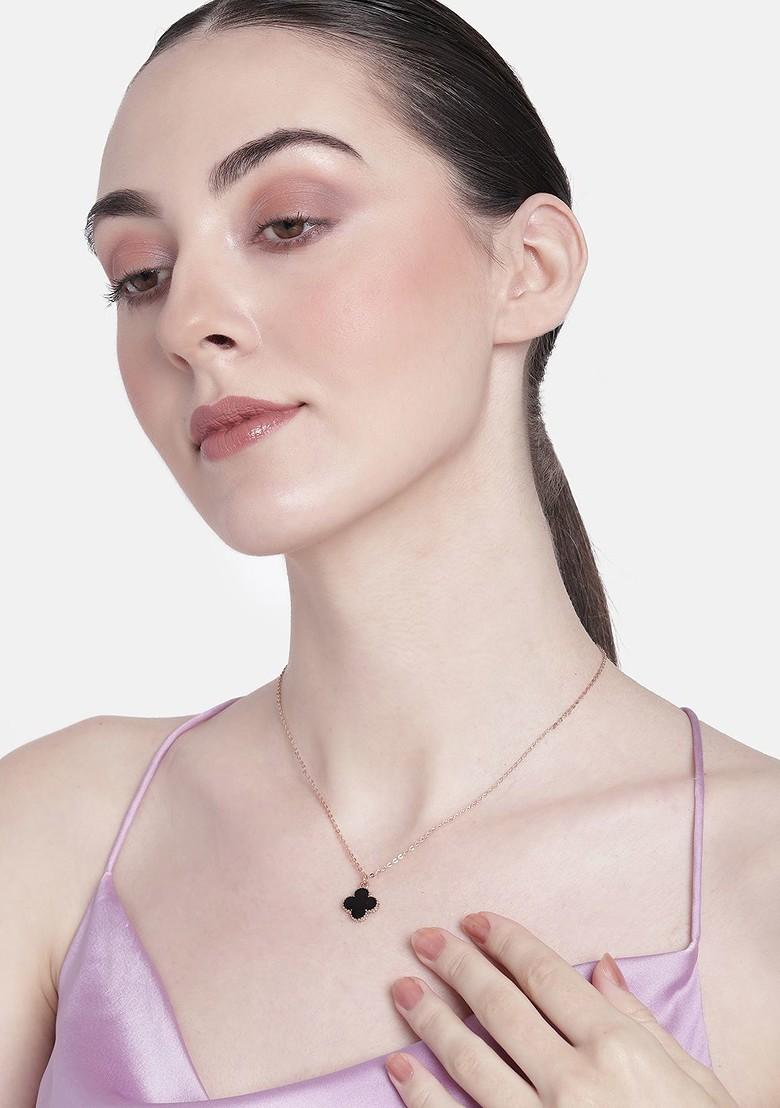 Black Solid Gold Plated Chain And Pendant