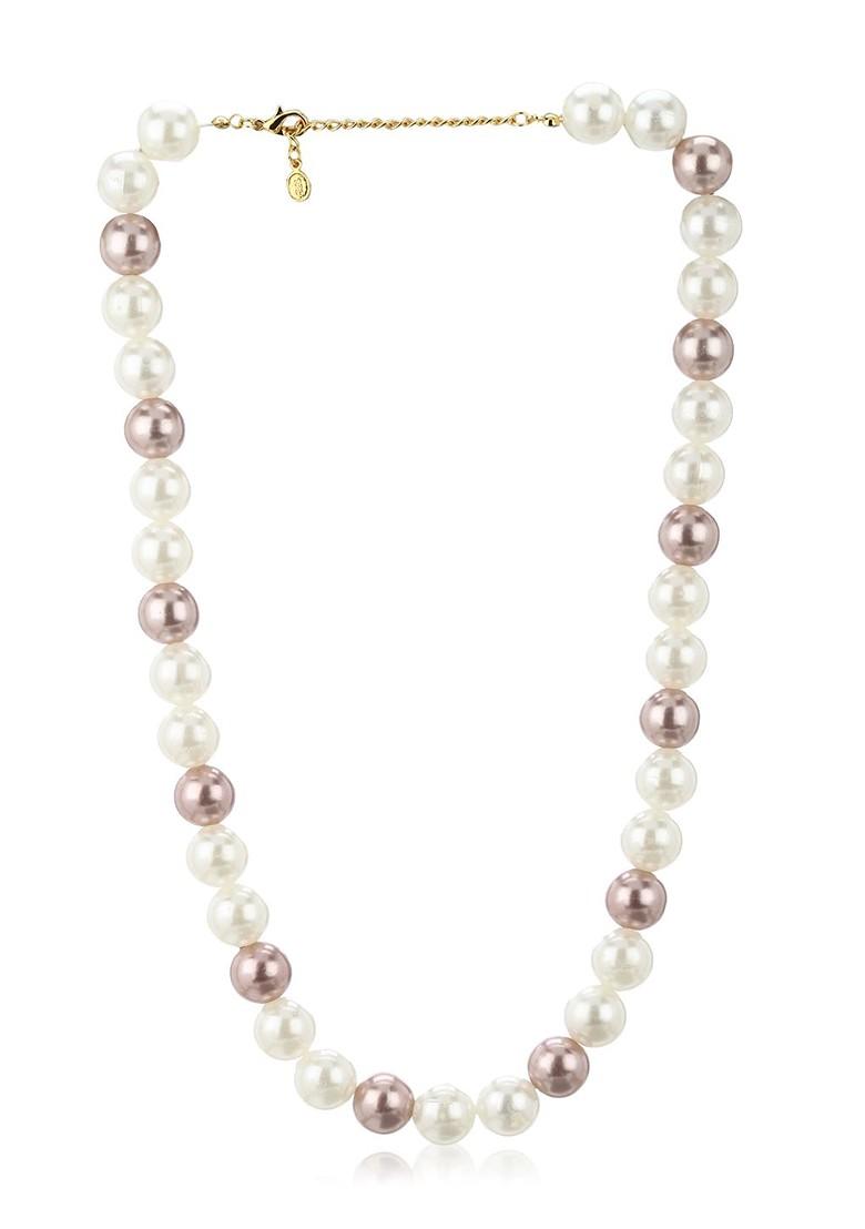 White Studded Gold Plated Chain And Pendant