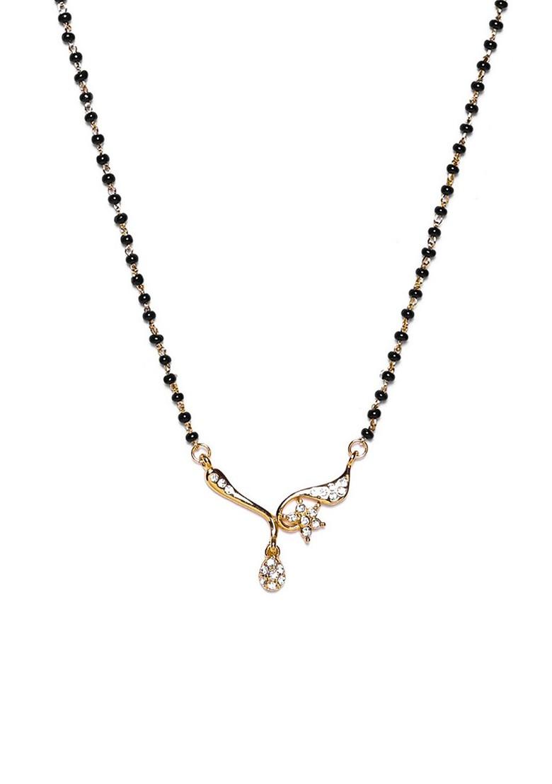 White Crystals Gold Plated Mangalsutra