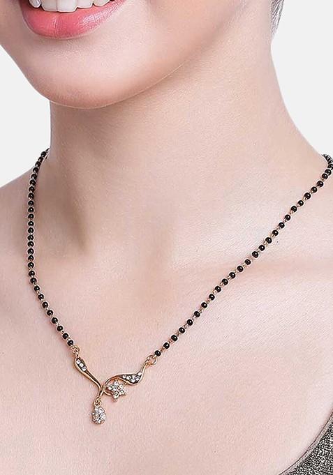 White Crystals Gold Plated Mangalsutra