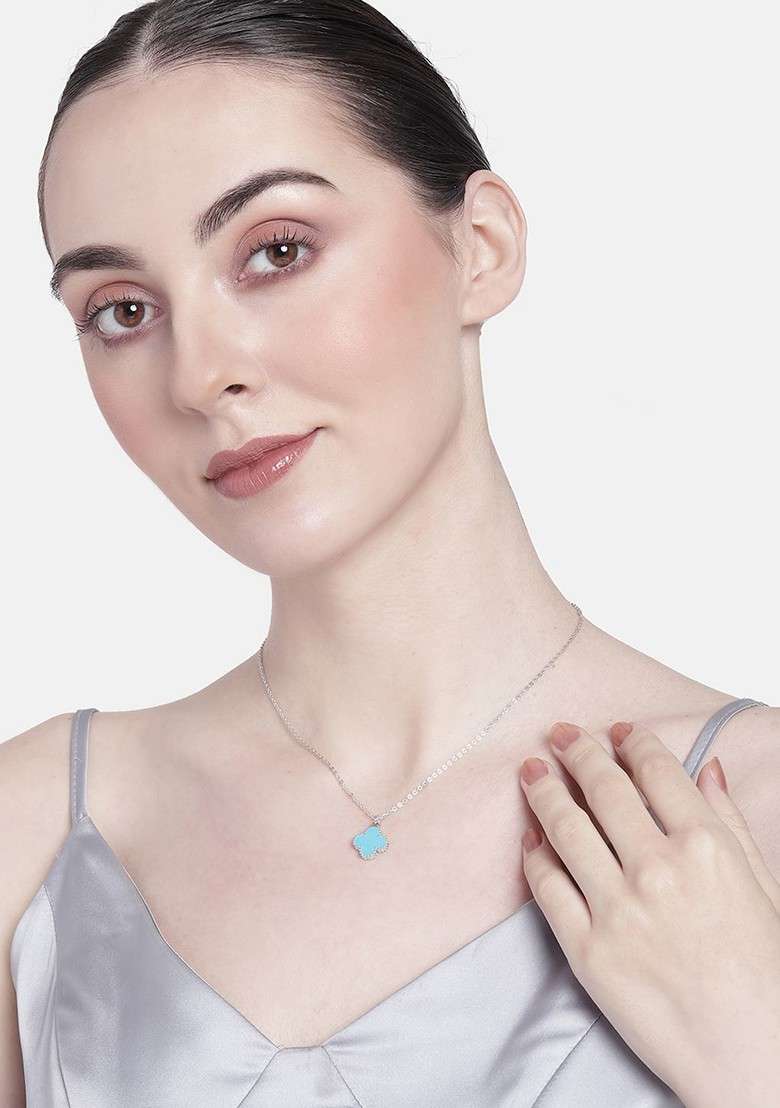 Silver Solid Rhodium Plated Chain And Pendant - Indya