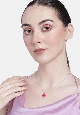 Silver Solid Rhodium Plated Chain And Pendant