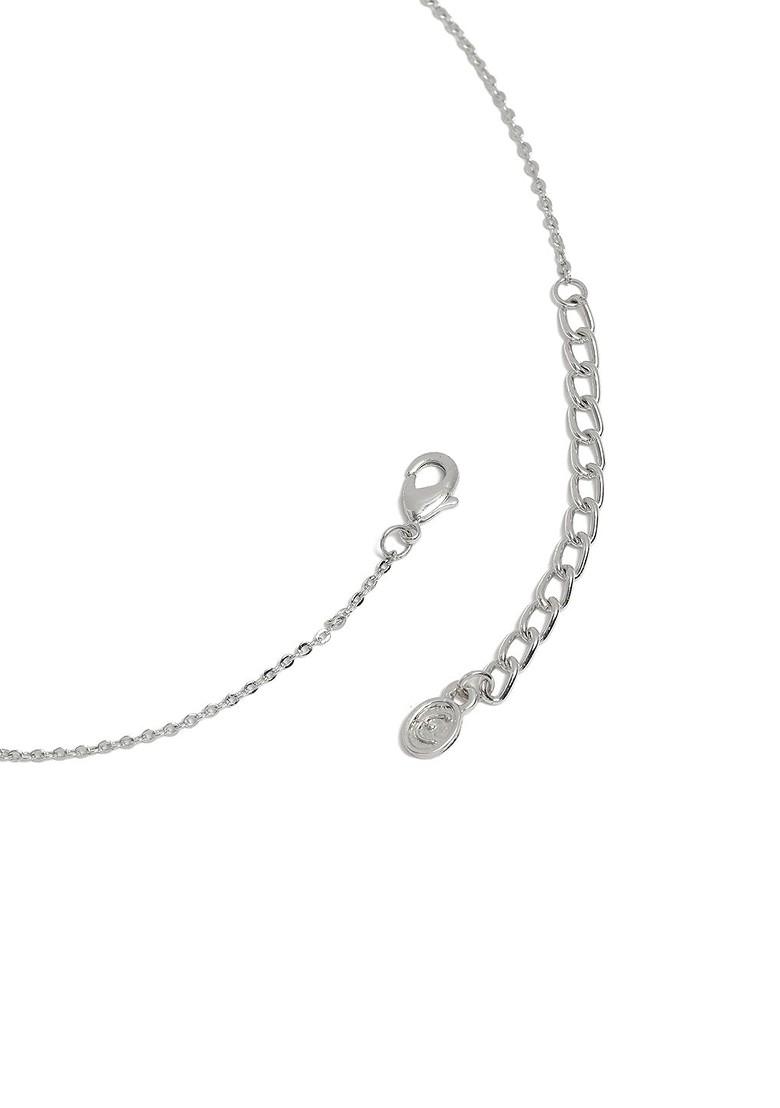 Red Solid Rhodium Plated Chain And Pendant