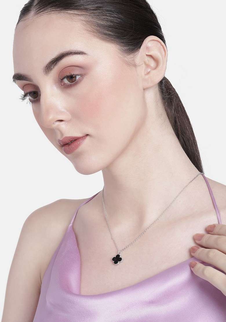 Silver Solid Rhodium Plated Chain And Pendant - Indya