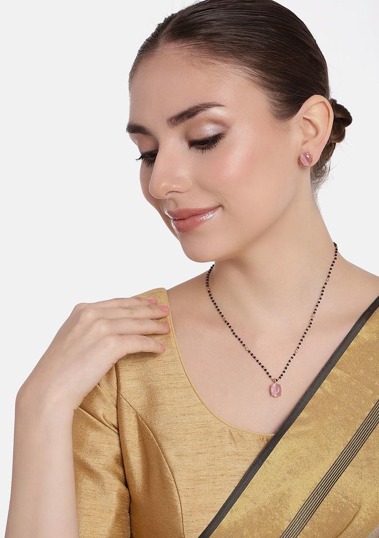 Rose Gold Studded Gold Plated Mangalsutra