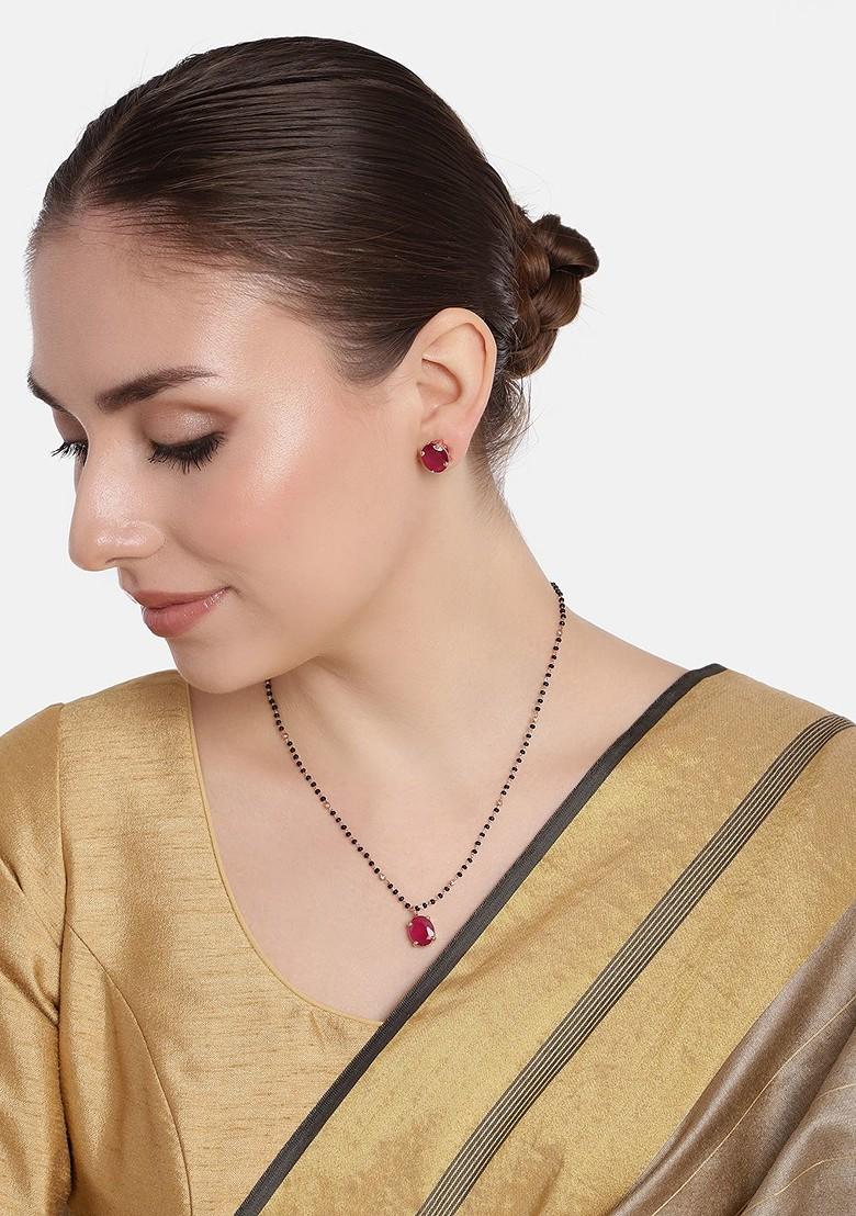 Red Studded Gold Plated Mangalsutra