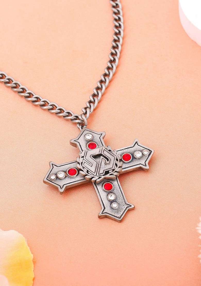 Silver Solid Rhodium Plated Chain And Pendant - Indya
