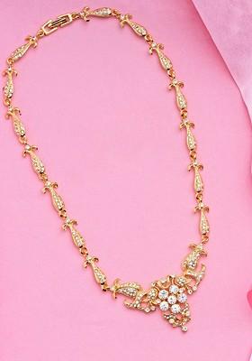 Gold Studded Gold Plated Chain And Pendant