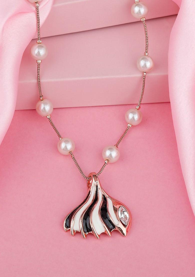 Rose Gold Beaded Gold Plated Chain And Pendant