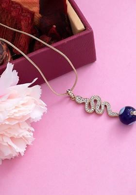 White Studded Gold Plated Chain And Pendant