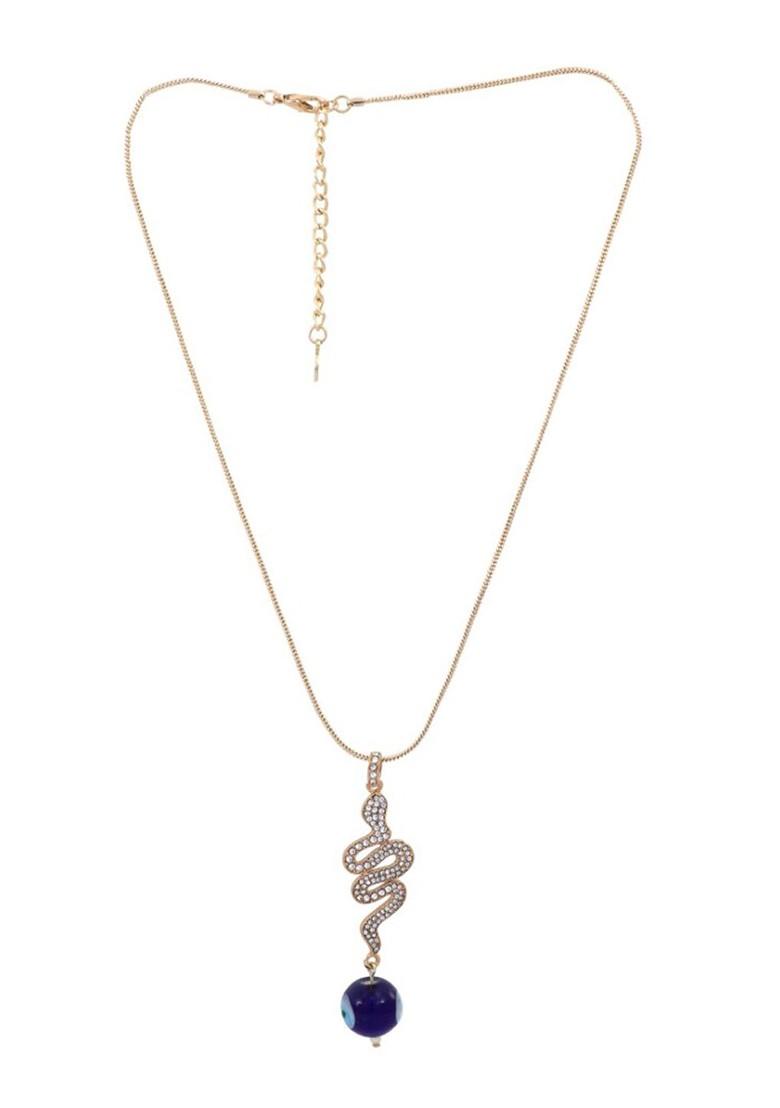 White Studded Gold Plated Chain And Pendant