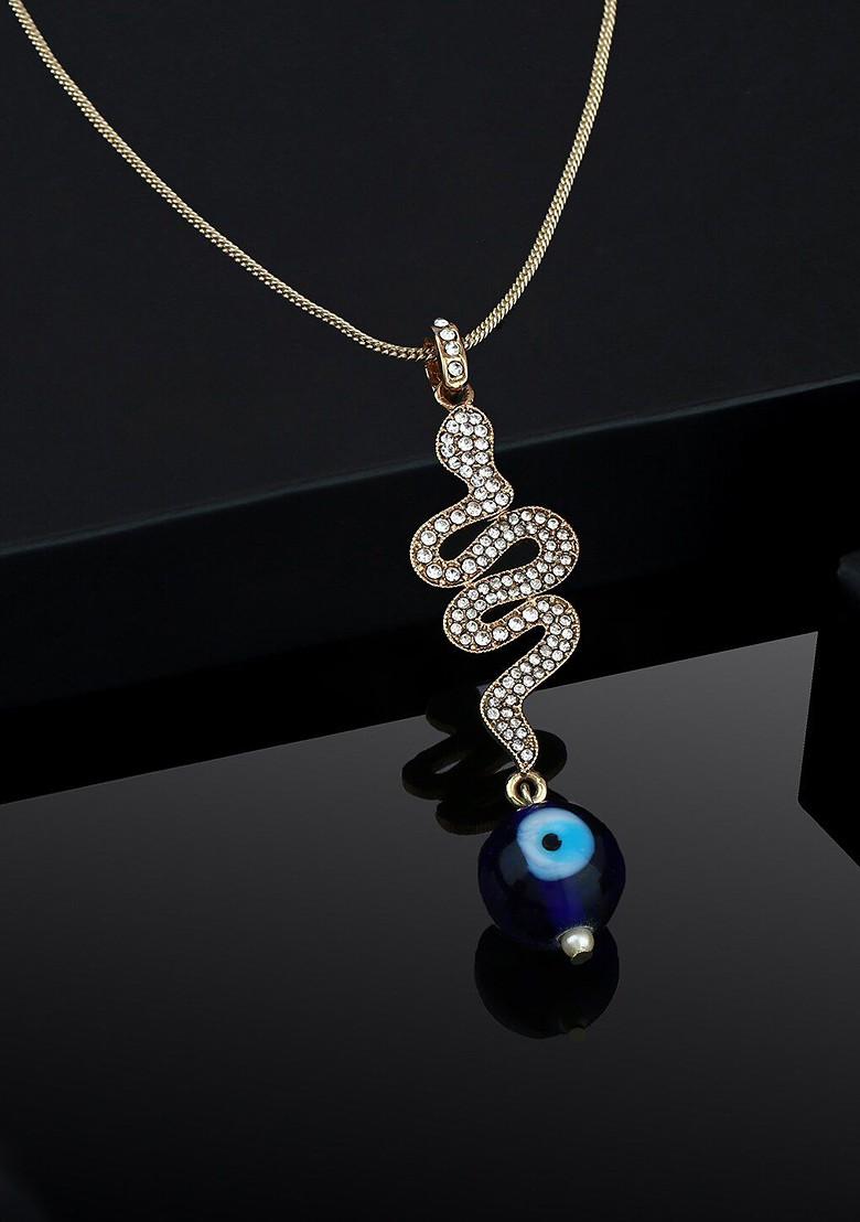 White Studded Gold Plated Chain And Pendant