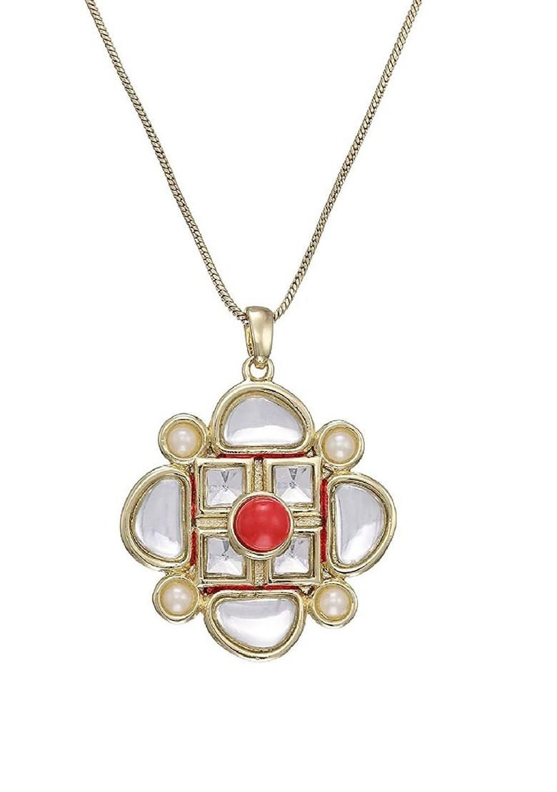 White Studded Gold Plated Pendant