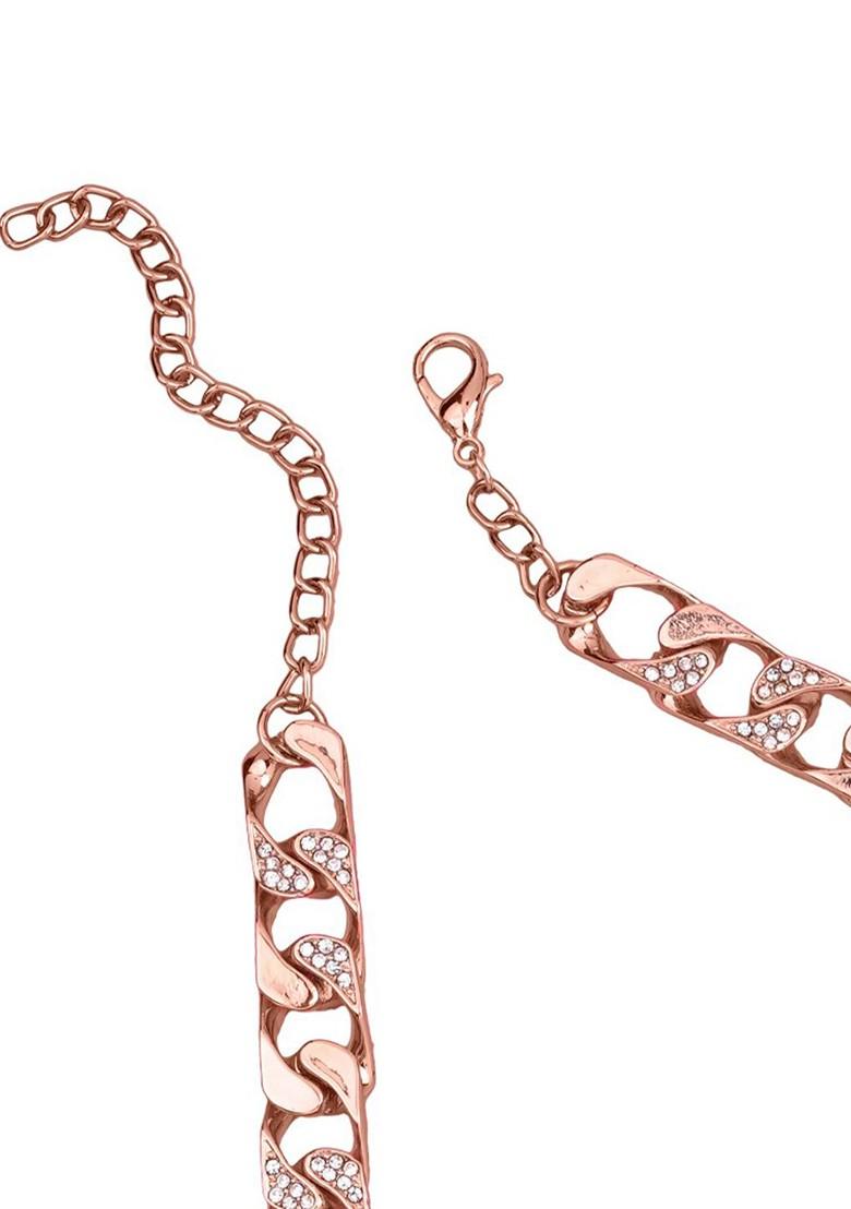 White Studded Gold Plated Chain And Pendant