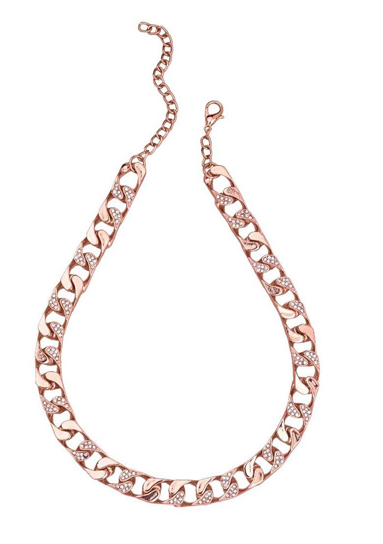 White Studded Gold Plated Chain And Pendant