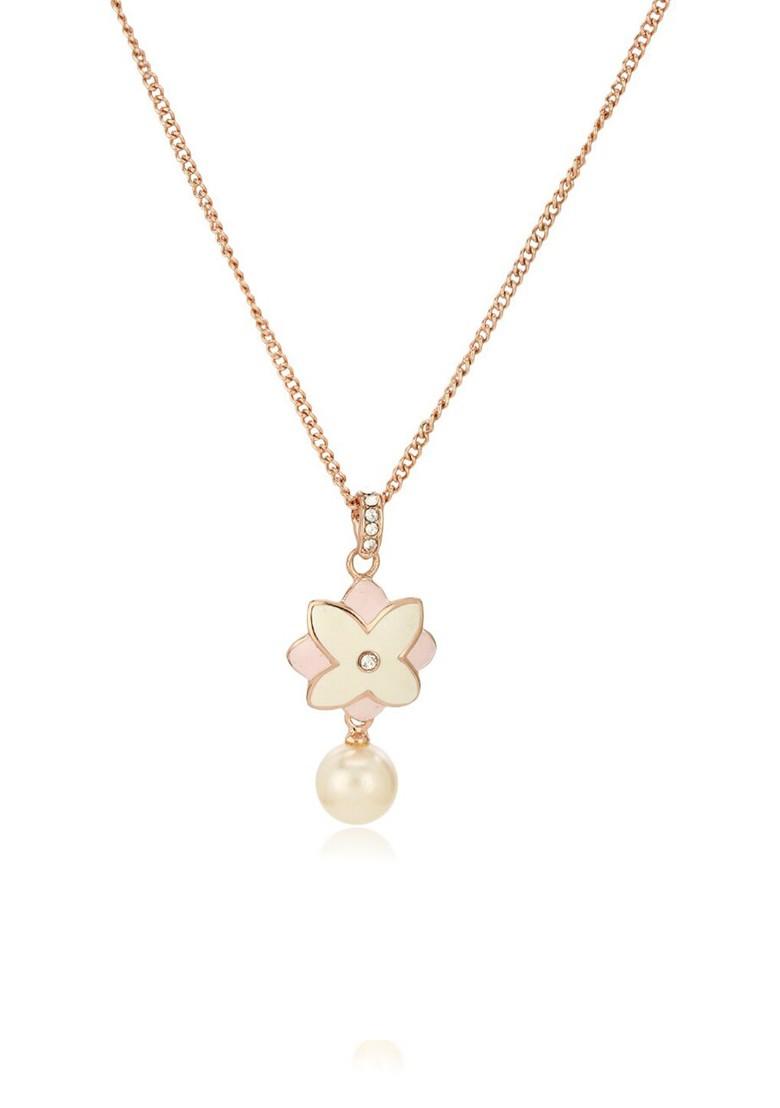 Pink Studded Gold Plated Chain And Pendant
