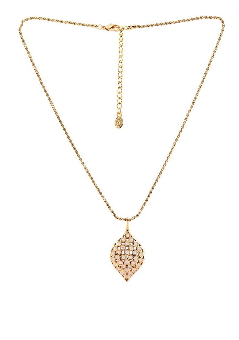 White Solid Gold Plated Chain And Pendant