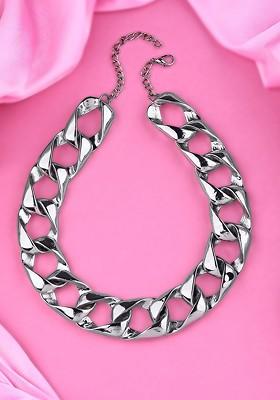 Silver Solid Rhodium Plated Chain And Pendant