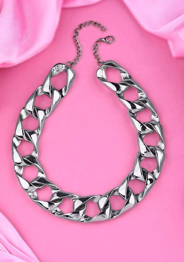 Silver Solid Rhodium Plated Chain And Pendant - Indya
