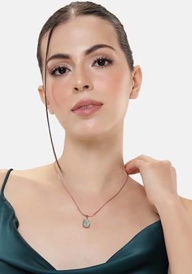 Green Studded Gold Plated Pendant