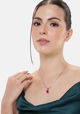 Red Studded Gold Plated Pendant